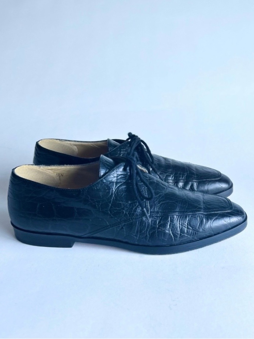 Calvin Klein Black Crocodile Print Genuine Leather Oxfords size 7.5 N.